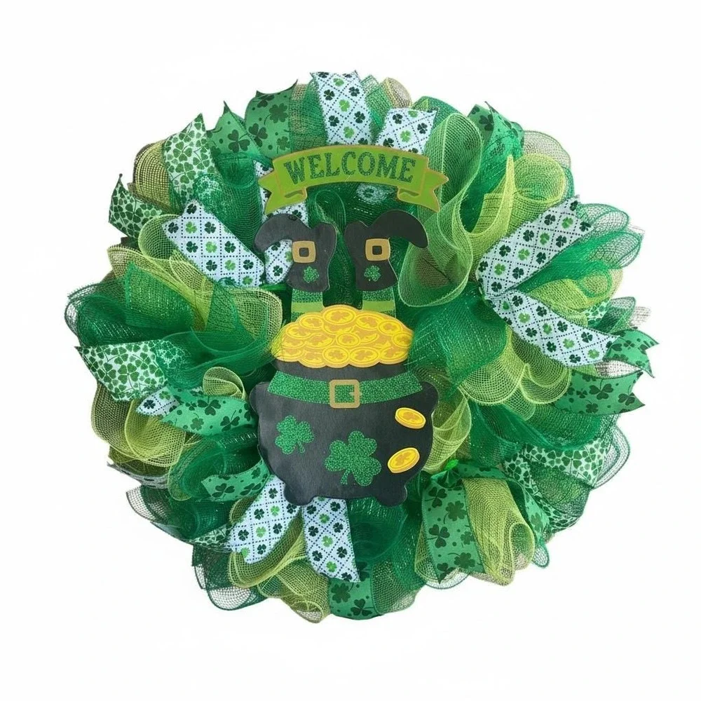 Handmade Mesh Saint Patrick's Day Wreath